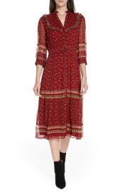 ba amp sh Barie Ruffle Print Midi Dress at Nordstrom